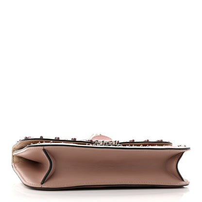 Valentino Garavani Vitello Crystal Embellished Medium Glam Lock Rockstud Flap Poudre 4 of 9