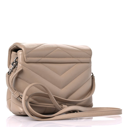 Saint Laurent Calfskin Y Quilted Monogram Toy Loulou Crossbody Bag Latte 3 of 15