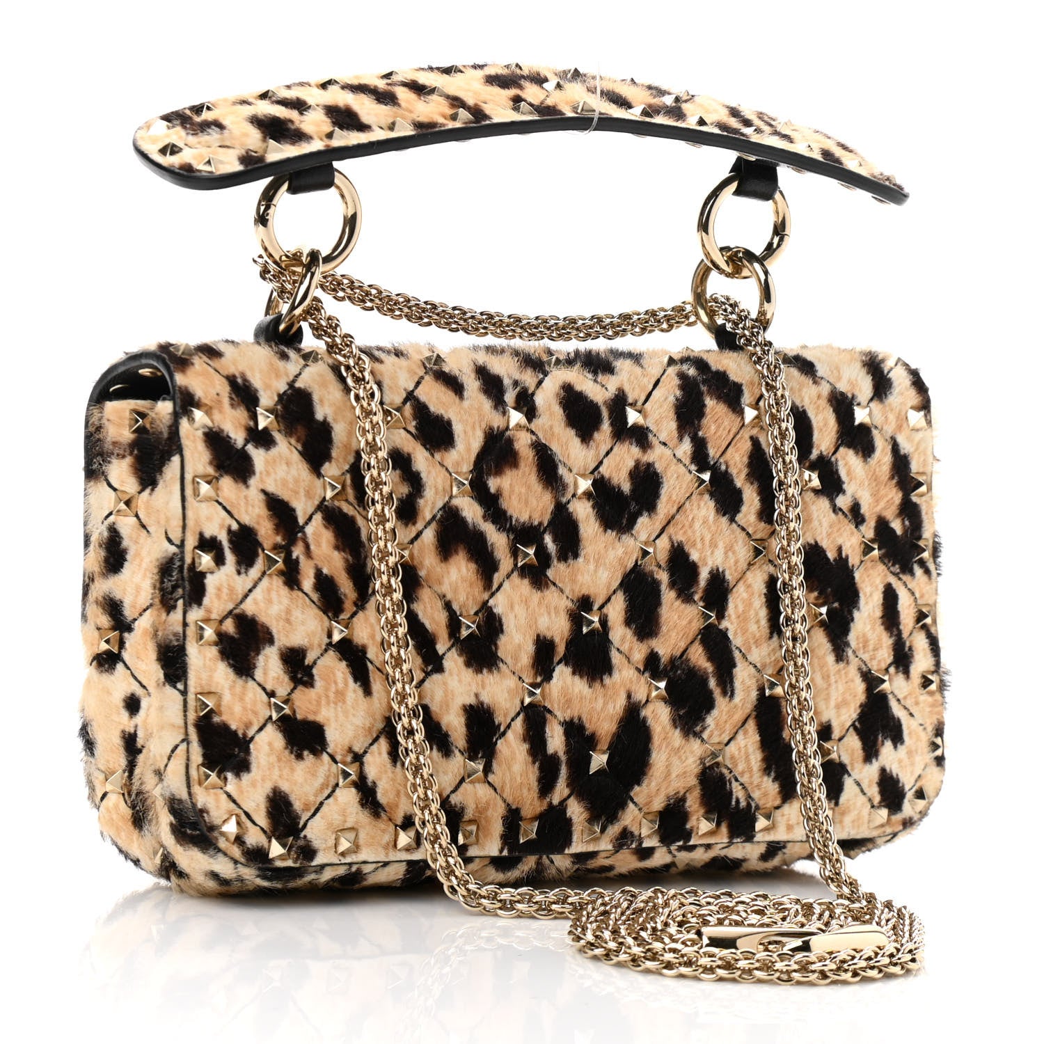 Valentino Garavani Calf Hair Leopard Print Small Rockstud Spike Shoulder Bag 3 of 10