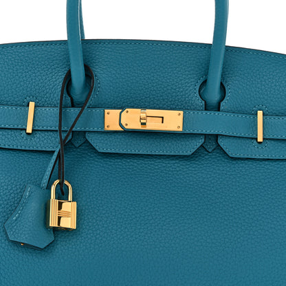 Hermes Taurillon Clemence Birkin 30 Turquoise 8 of 12