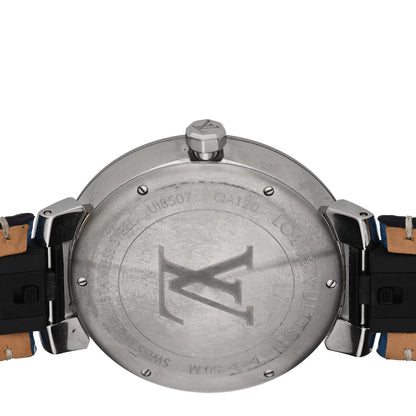 Louis Vuitton Stainless Steel Monogram 39mm Tambour Slim Quartz Watch Ombre Blue 4 of 4
