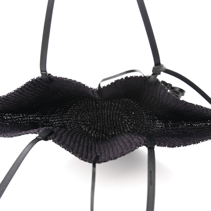Loewe Calfskin Raffia Small Anagram Basket Tote Bag Black 5 of 8