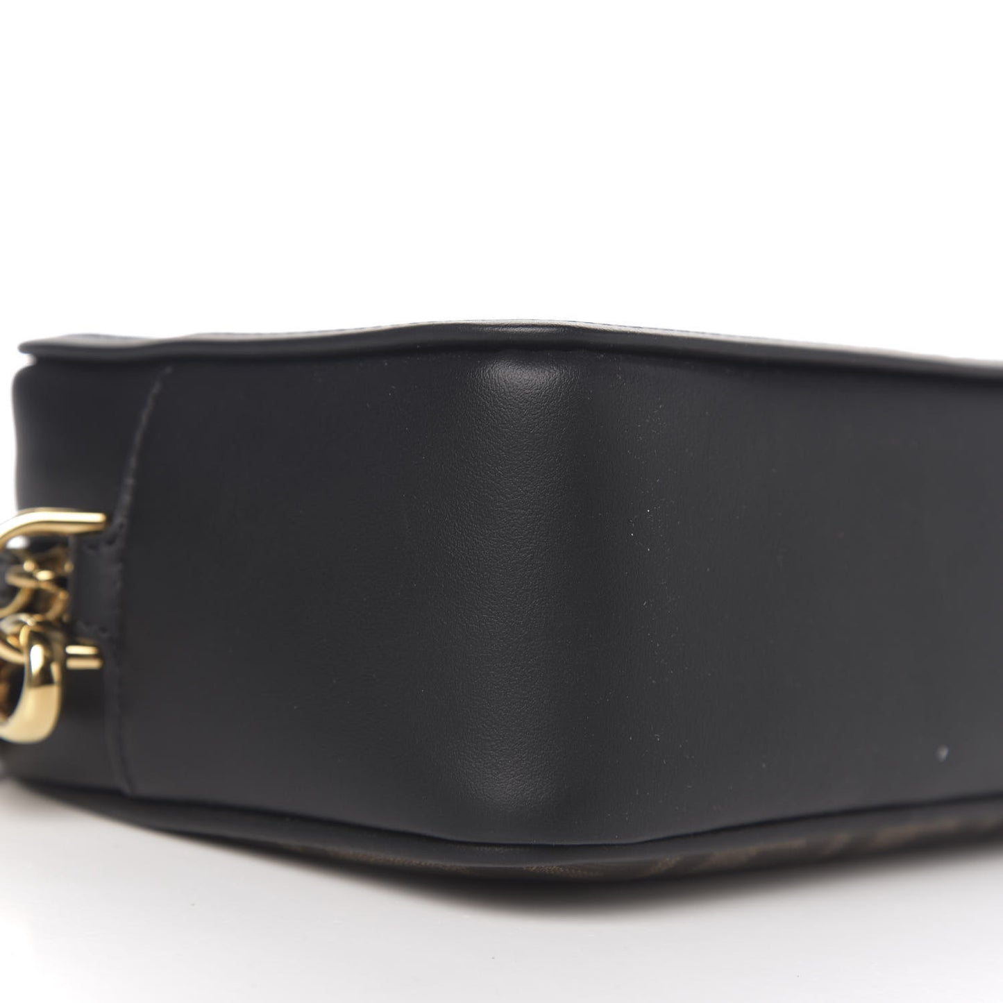 Glazed Fabric Vitello Century FF 1974 Stamp Patch Mini Camera Case Mogano Panna Black