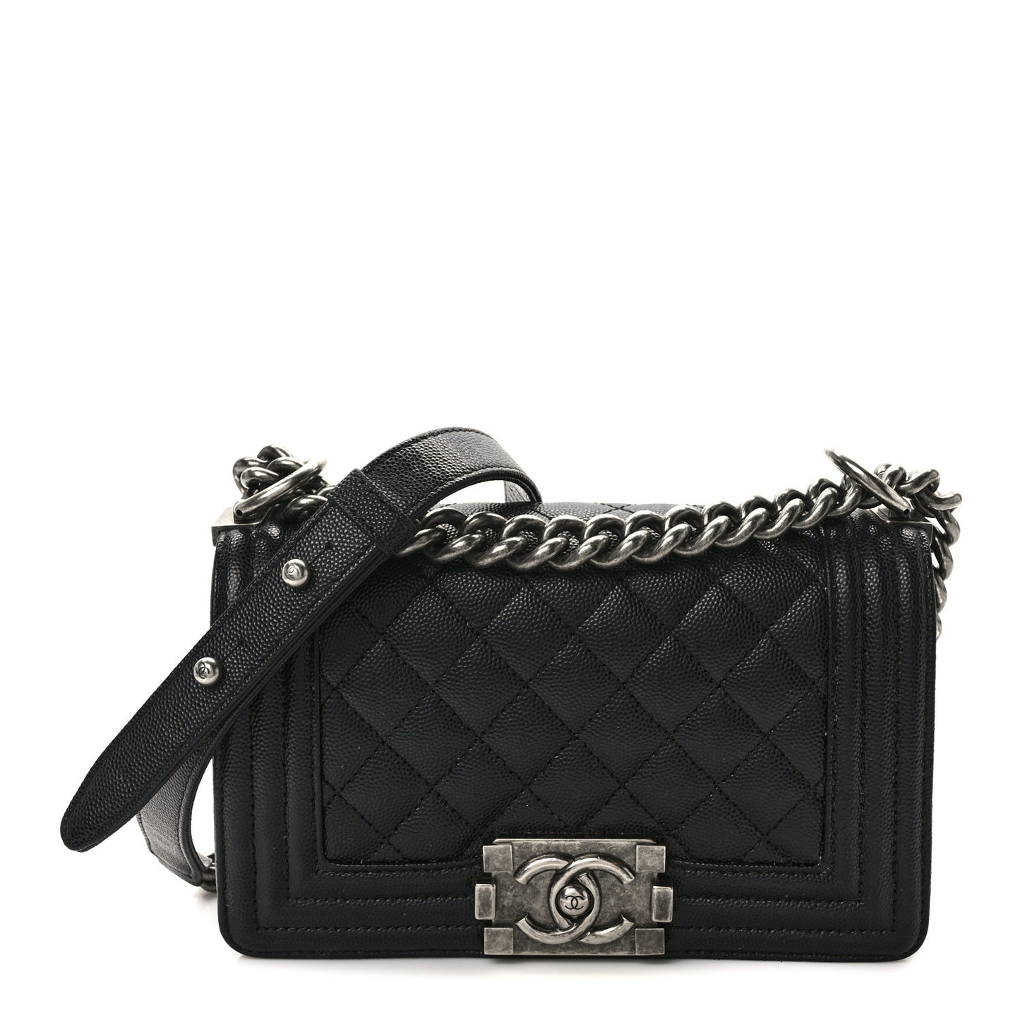 Caviar Quilted Small Boy Flap Black