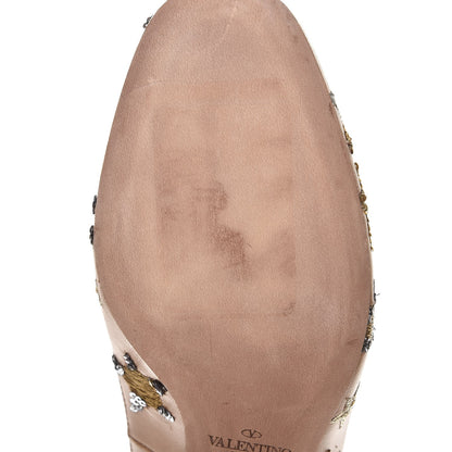 Valentino Garavani Nappa Star Embroidered Tan-Go Mary Jane 60mm Pumps 35.5 Soft Noisette 9 of 10