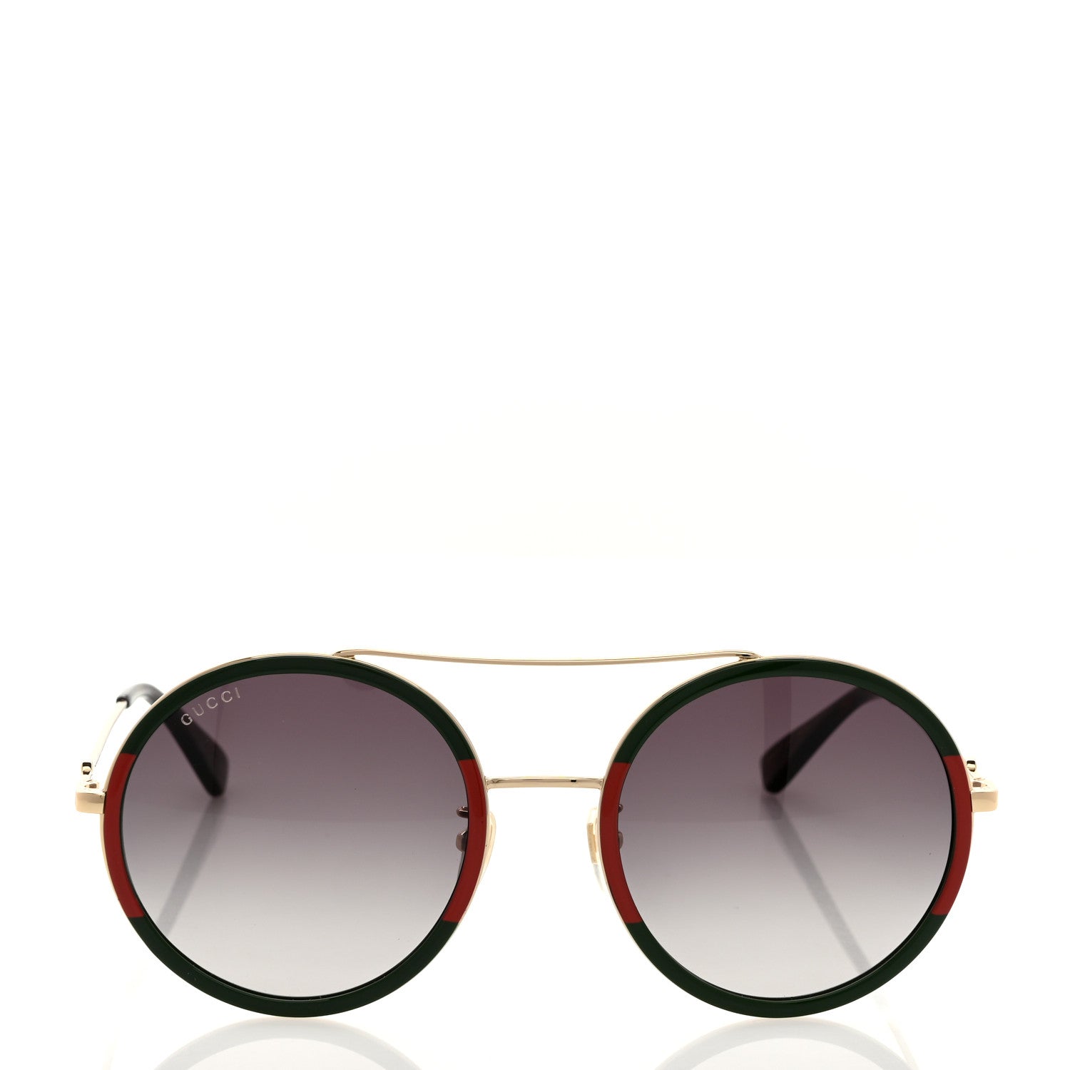 Gucci Metal Round Frame Sunglasses GG0061S Green Red 2 of 8