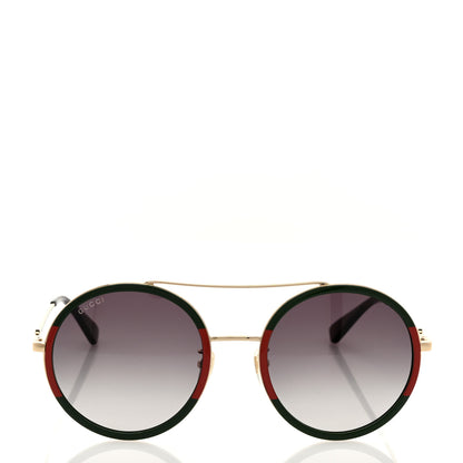 Gucci Metal Round Frame Sunglasses GG0061S Green Red 2 of 8