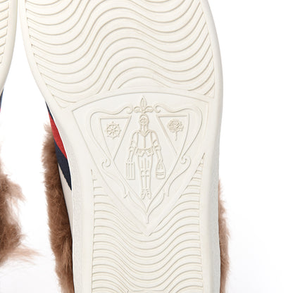 Gucci Calfskin Wool Web Bee Embroidered Mens Ace Sneakers 9.5 White 6 of 8