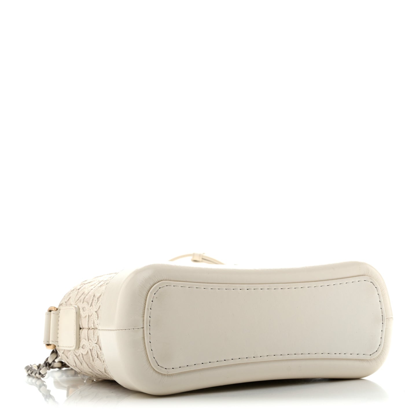 Calfskin Wool Felt Embossed Small Gabrielle Logo Hobo White