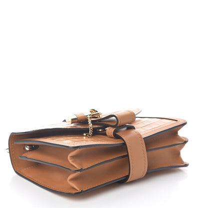 Chloe Calfskin Crocodile Embossed Aby Chain Shoulder Bag Autumnal Brown 4 of 8