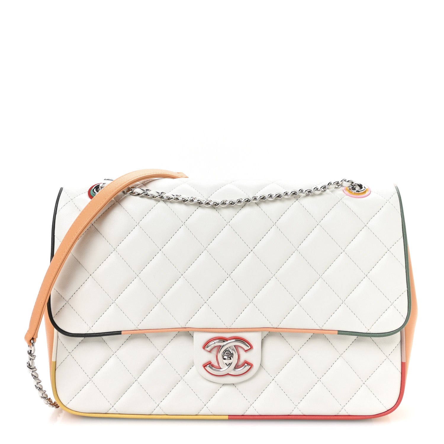 Chanel Lambskin Quilted Jumbo Cuba Color Flap White Multicolor 1 of 10