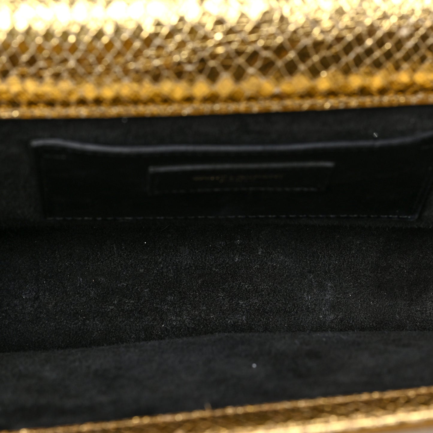 Metallic Calfskin Python Embossed Medium Classic Monogram Kate Tassel Satchel Gold