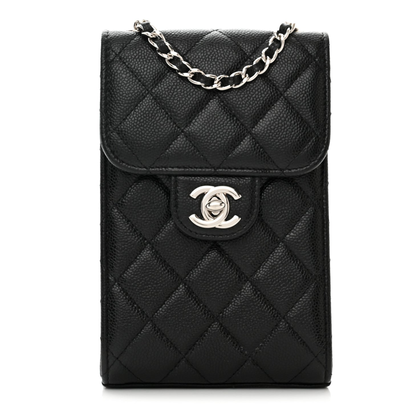 Caviar Quilted Classic Phone Holder Black