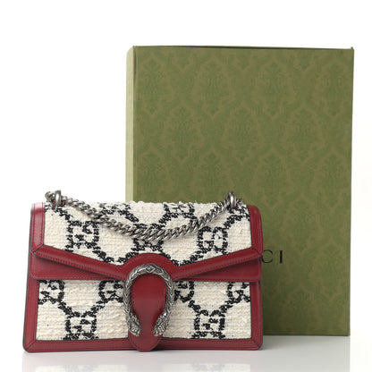Gucci Tweed GG Monogram Small Dionysus Shoulder Bag White Black Romantic Cherry 12 of 12