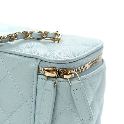 Chanel Caviar Quilted Small Tiny CC Vanity Case With Chain Light Blue 11 of 12