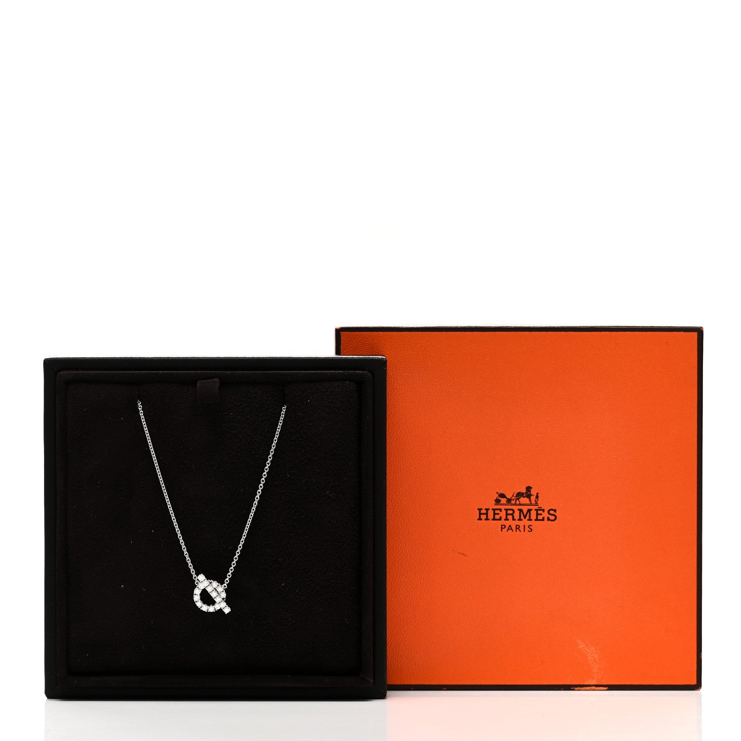 Hermes 18K White Gold Diamond Finesse Pendant Necklace 5 of 5