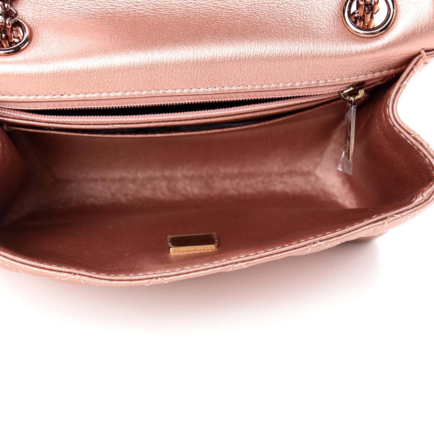 Metallic Grained Calfskin Quilted 2.55 Reissue Mini Flap Copper Pink
