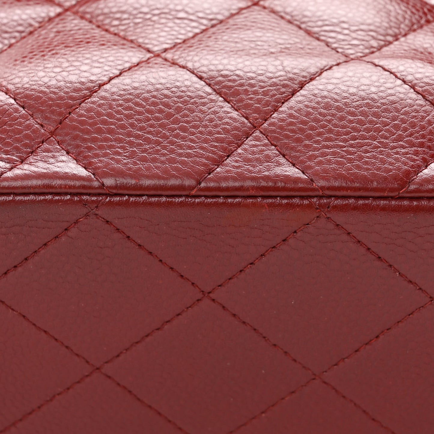 Caviar Quilted Jumbo Double Flap Dark Red
