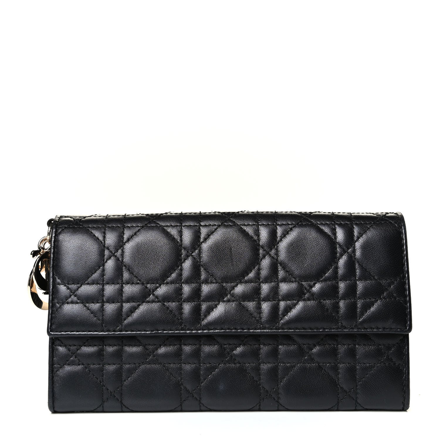 Christian Dior Lambskin Cannage Lady Dior Charm Wallet Black 1 of 8