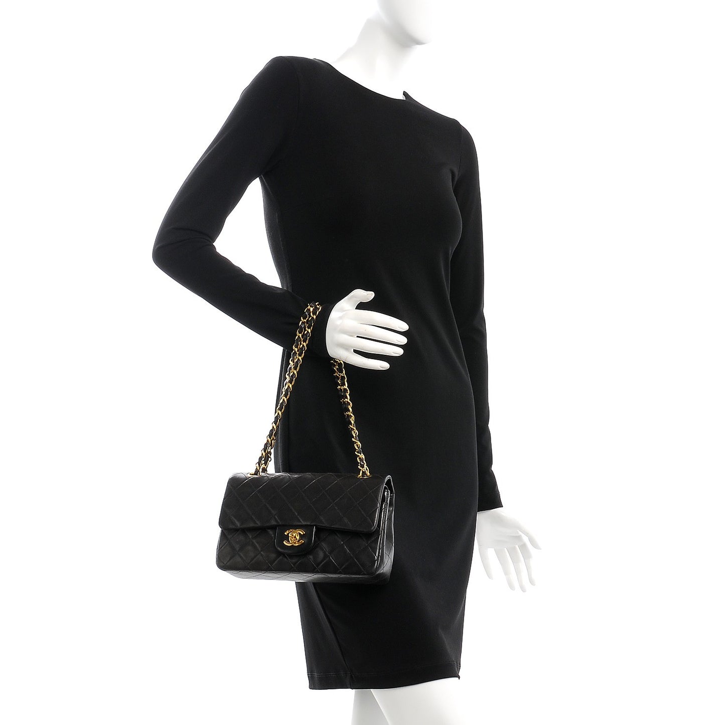 Lambskin Quilted Small Double Flap Black