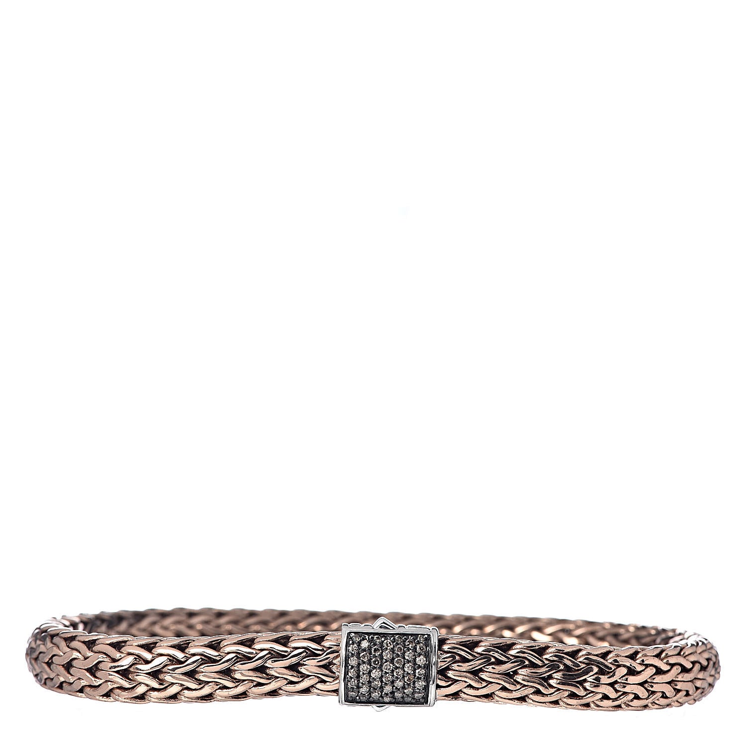 John Hardy Sterling Silver Bronze Brown Diamond 7.5mm Classic Chain Bracelet 1 of 4