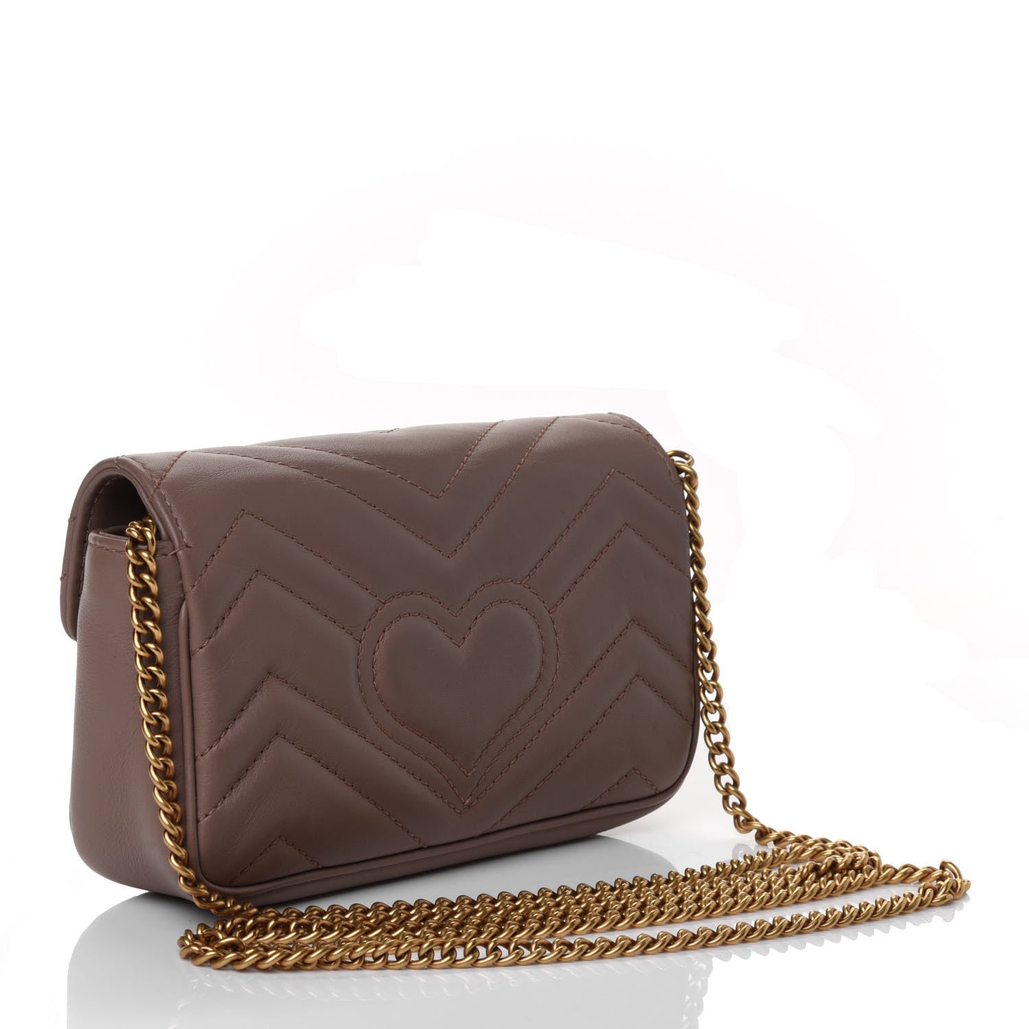 Gucci Calfskin Matelasse Super Mini GG Marmont Shoulder Bag Porcelain Rose 2 of 4