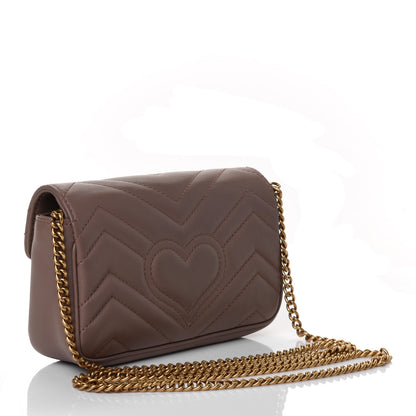 Gucci Calfskin Matelasse Super Mini GG Marmont Shoulder Bag Porcelain Rose 2 of 4