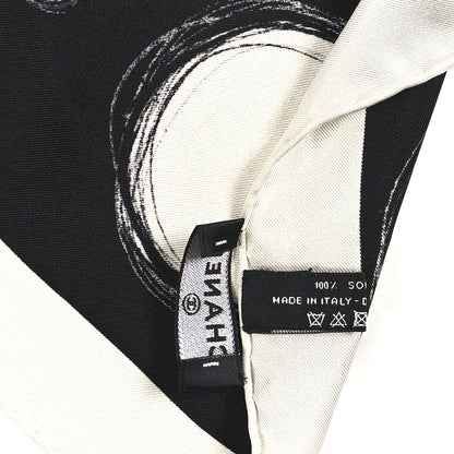 Chanel Silk CC Planet Scarf White Black 8 of 8