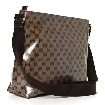 Gucci Crystal Monogram Large Flat Messenger Bag Dark Brown 2 of 13