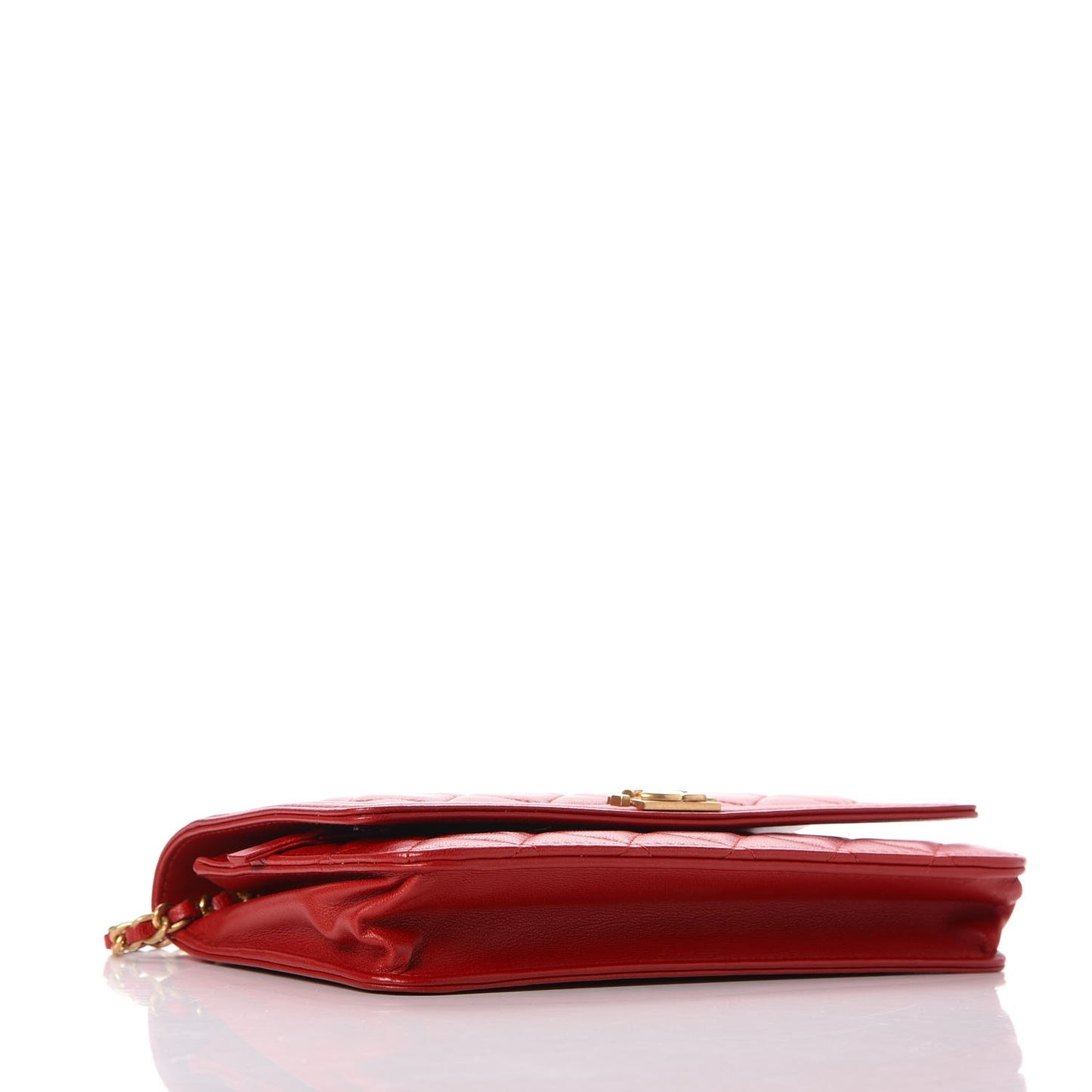 Lambskin Quilted Boy Wallet On Chain WOC Red