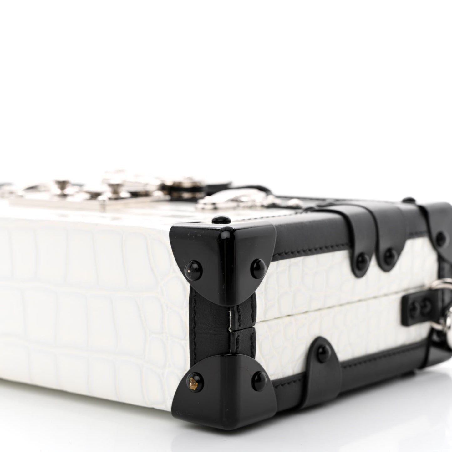 Alligator Petite Malle White Black