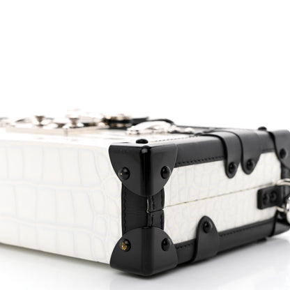 Louis Vuitton Alligator Petite Malle White Black 10 of 11