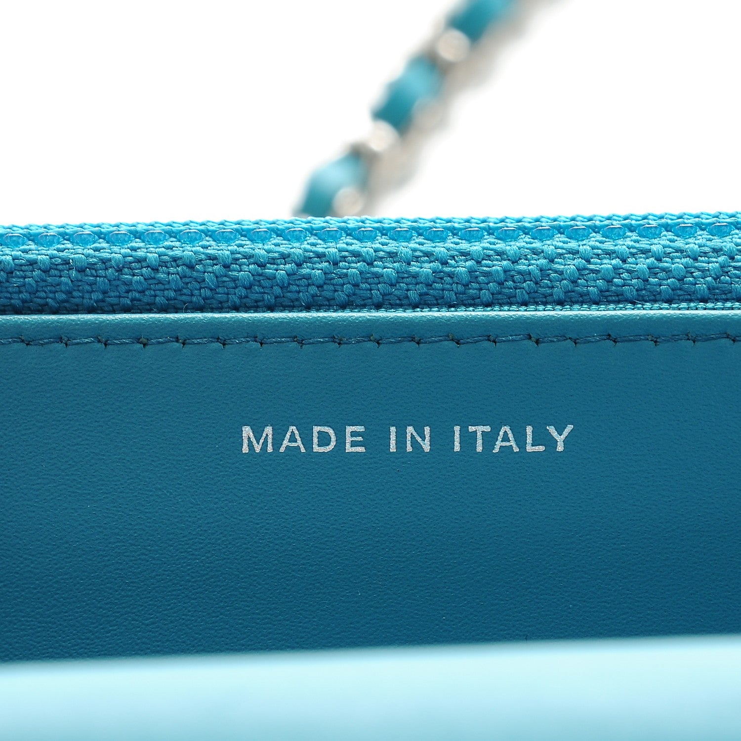 Chanel Patent Quilted Wallet On Chain WOC Turquoise Blue 7 of 11