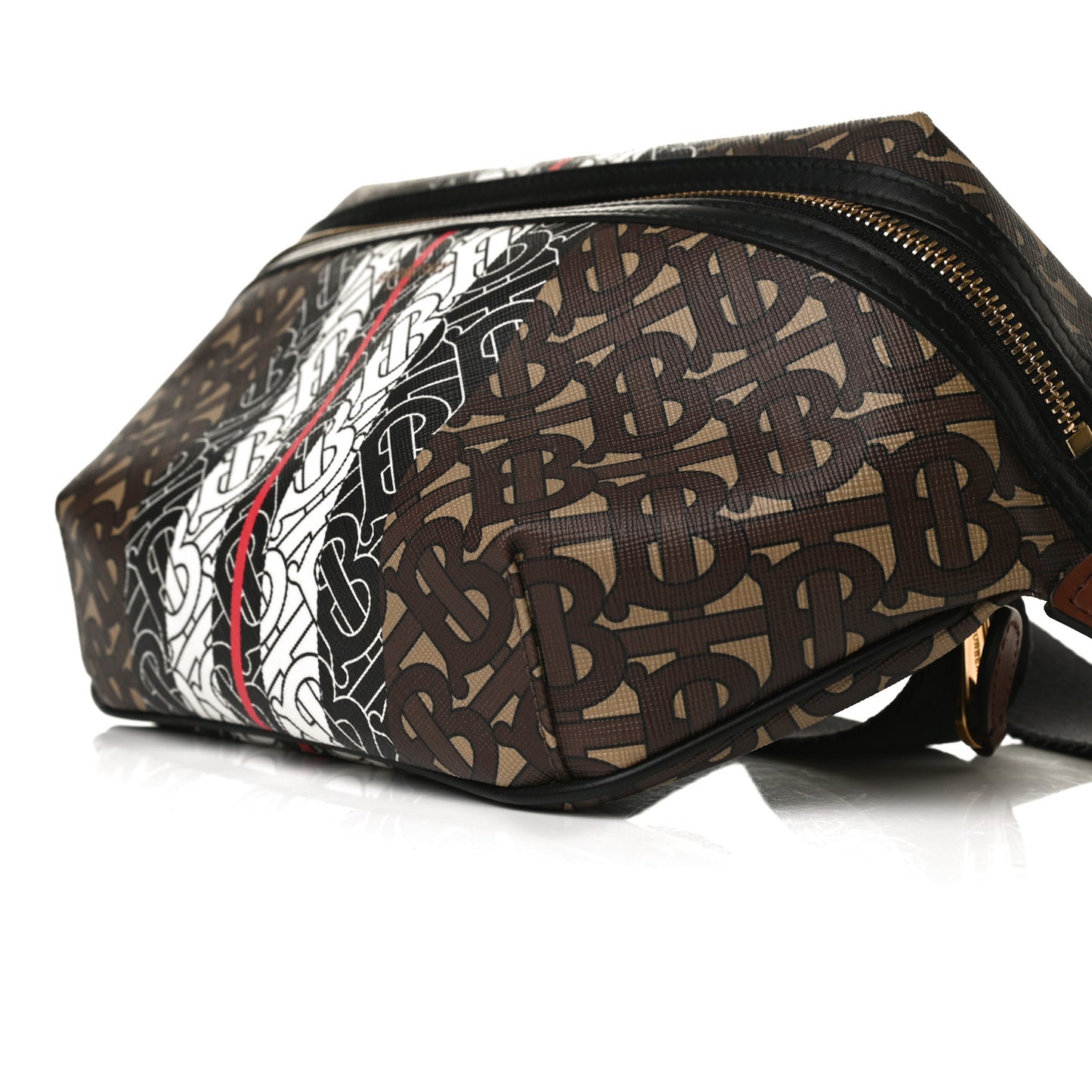 E-Canvas Monogram Stripe Medium Sonny Bum Bag Bridle Brown