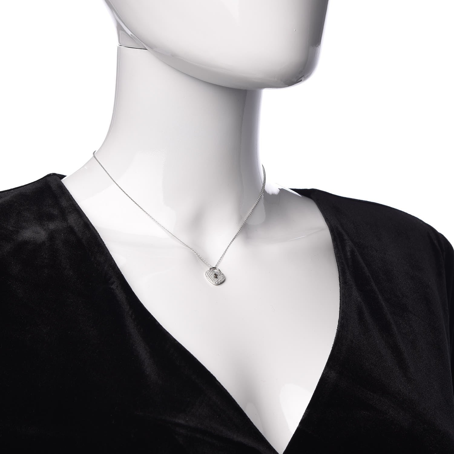 Tiffany Platinum Diamond Small Heart Lock Pendant Necklace 2 of 6