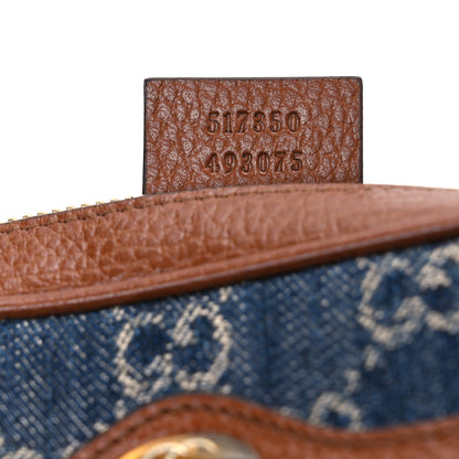 Gucci New Denim GG Monogram Dollar Calfskin Mini Ophidia Shoulder Bag Blue Tea Cuir Epilog 7 of 10