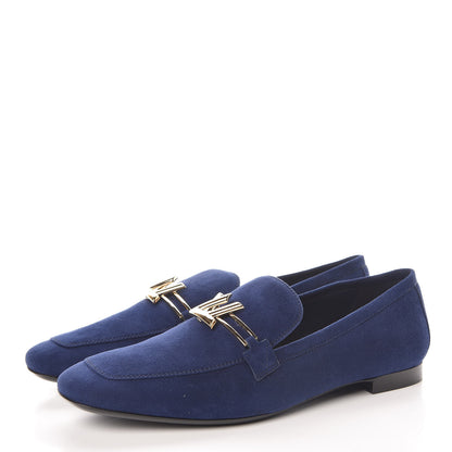 Louis Vuitton Suede Upper Case Flat Loafers 40 Marine 3 of 9