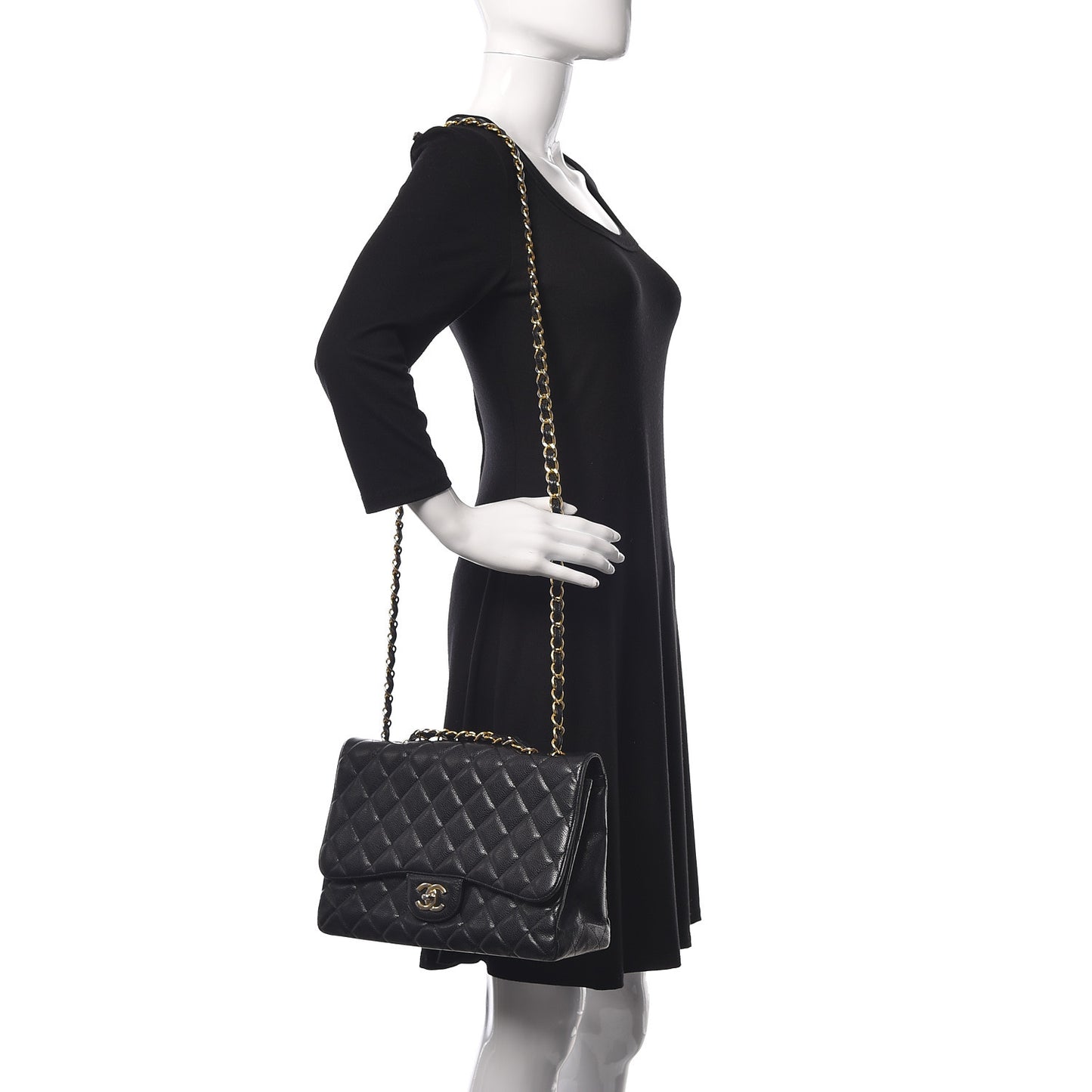 Caviar Quilted Jumbo Single Flap Black