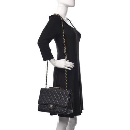 Chanel Caviar Quilted Jumbo Single Flap Black 2 of 14