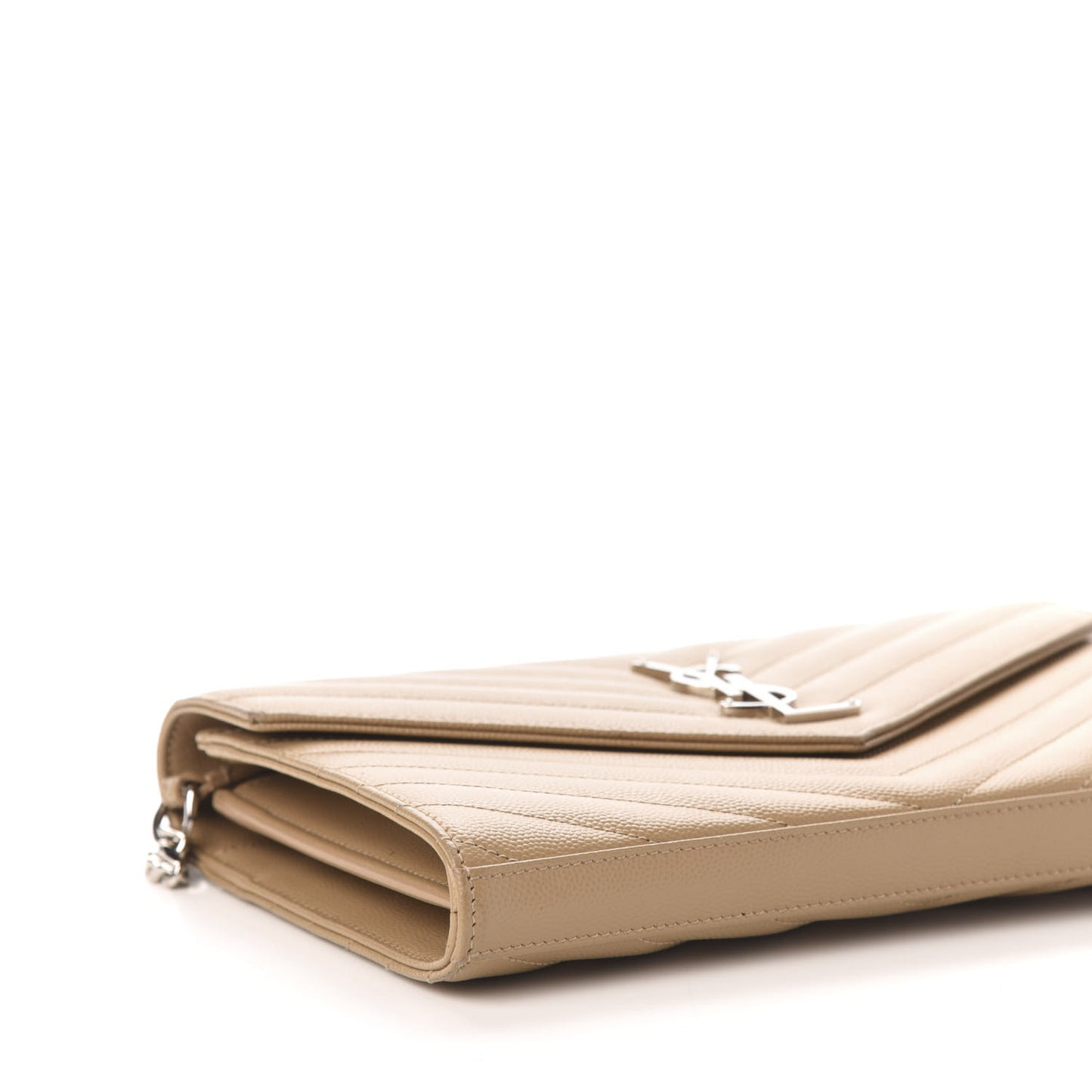 Grain De Poudre Matelasse Chevron Monogram Chain Wallet Dark Latte