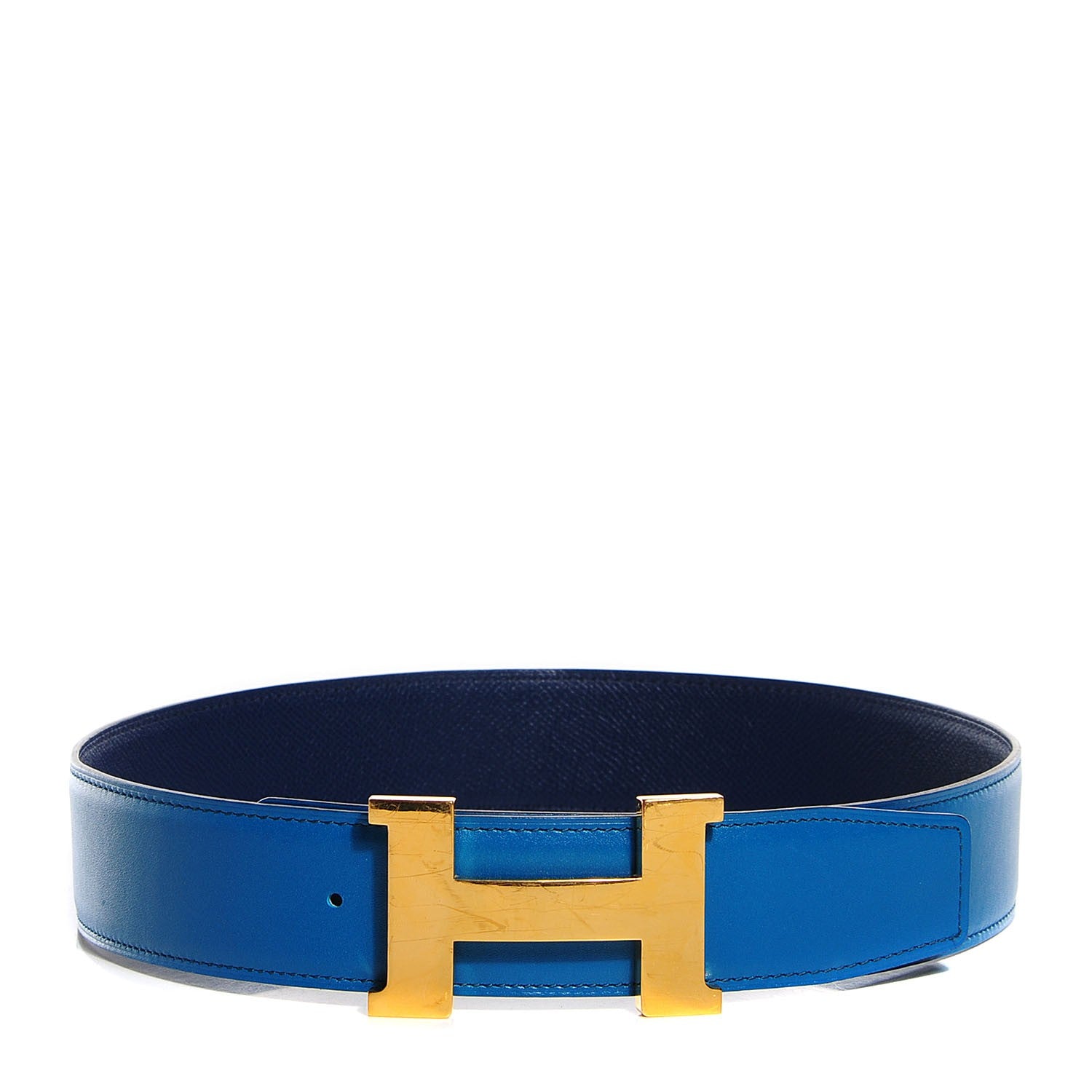 Hermes Tadelakt Epsom Reversible Polished Constance 42mm H Belt 75 Bleu Izmir Bleu Sapphire 1 of 6