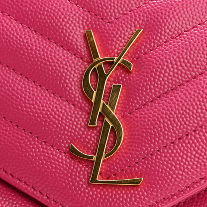 Saint Laurent Grain De Poudre Matelasse Chevron Monogram Envelope Chain Wallet Fresh Fuchsia 14 of 14