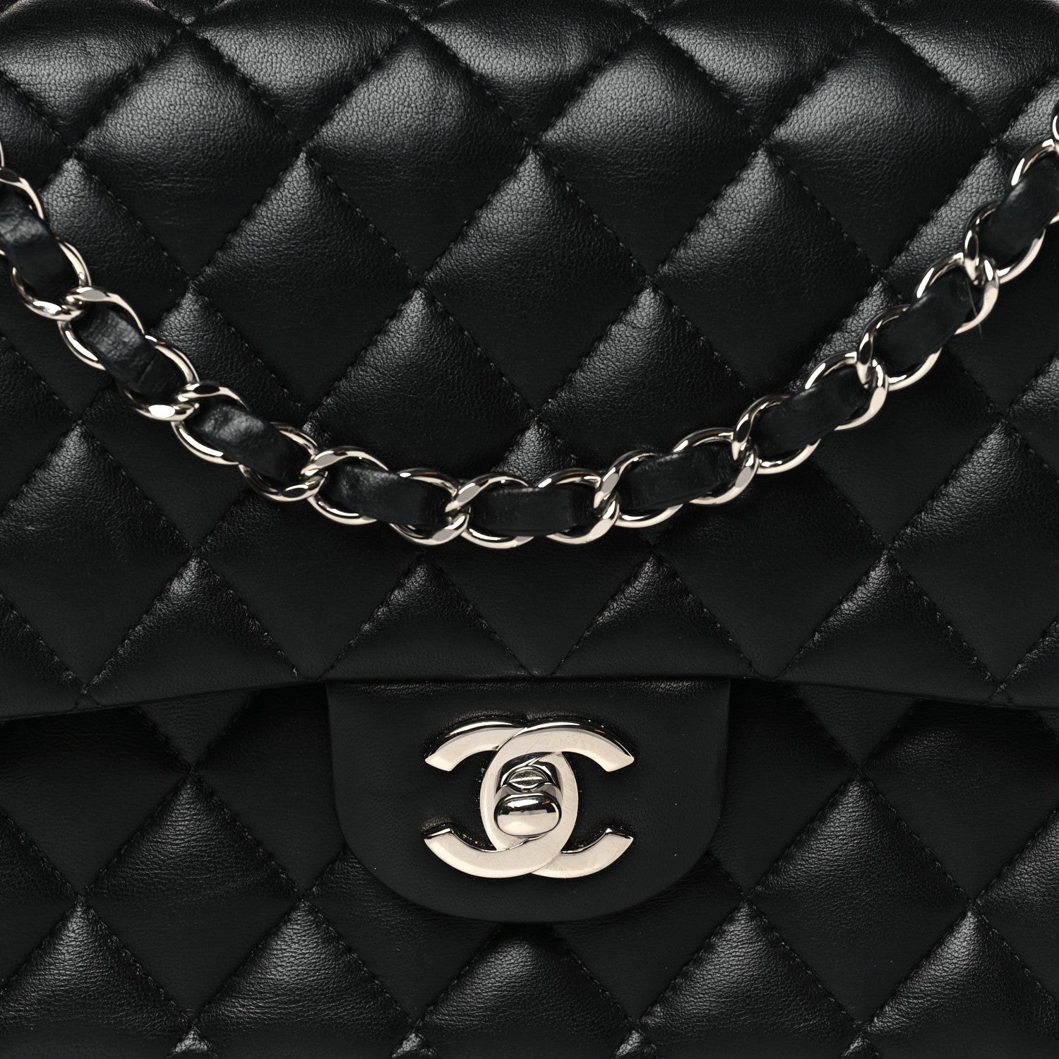 Chanel Lambskin Quilted Medium Double Flap Black 8 of 10