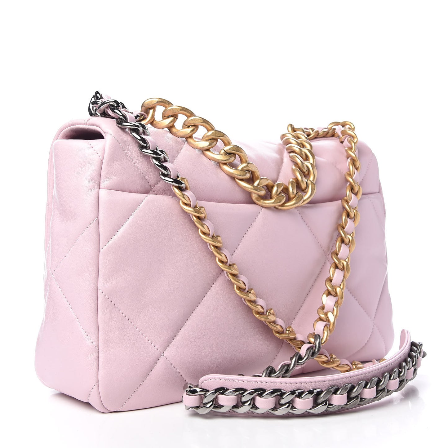 Lambskin Quilted Large Chanel 19 Flap Light Pink