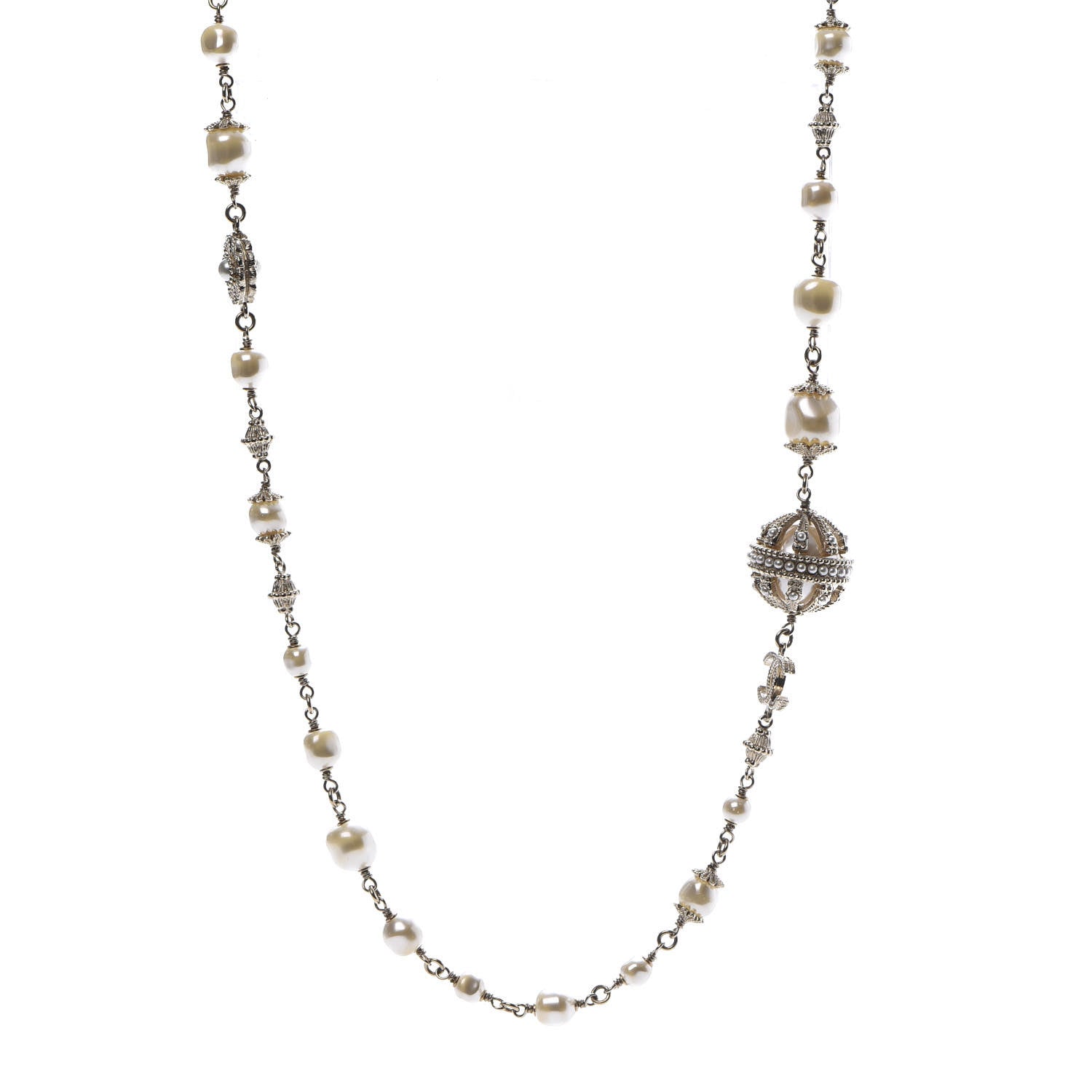Chanel Pearl CC Long Necklace Gold 1 of 6