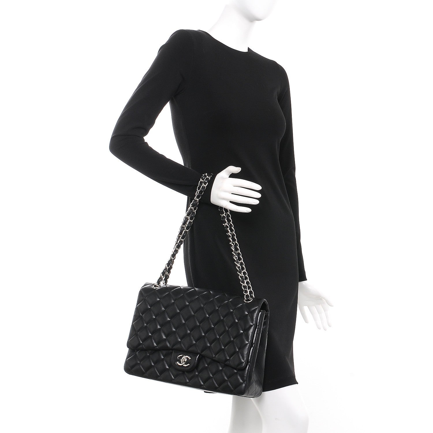 Chanel Lambskin Quilted Maxi Single Flap Black 2 of 9