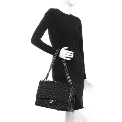 Chanel Lambskin Quilted Maxi Single Flap Black 2 of 9