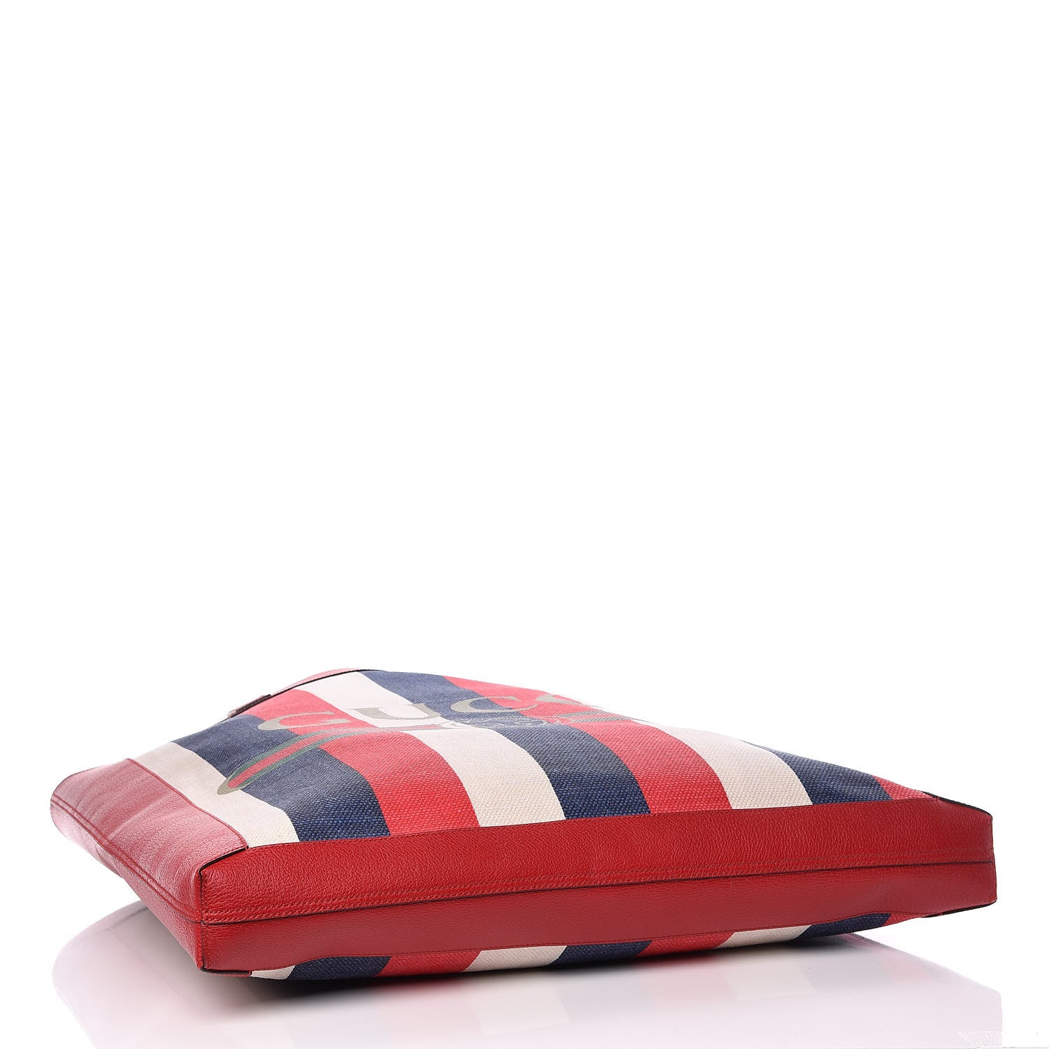 Gucci Canvas Calfskin Sylvie Stripe Logo Mens Tote Red White Blue 4 of 9