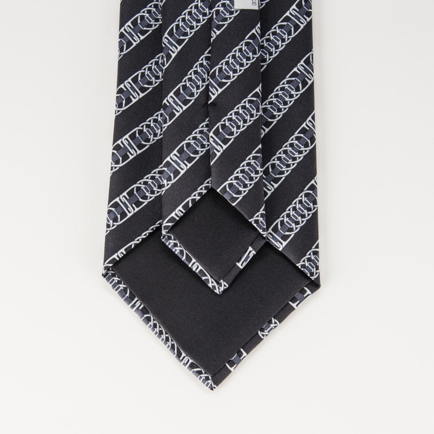 Printed Silk Mens Bling Bling Neck Tie Noir Graphite Argent