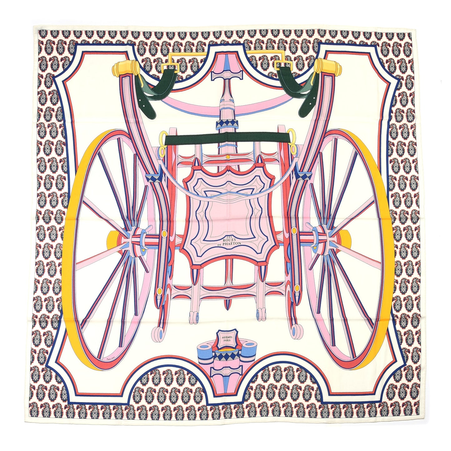 Cashmere Silk Les Roues De Phaeton Shawl 140 White Rose Jaune